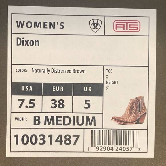 NWT! Ariat Dixon Brown Western Boots - Size 7.5 - Picture 10 of 10